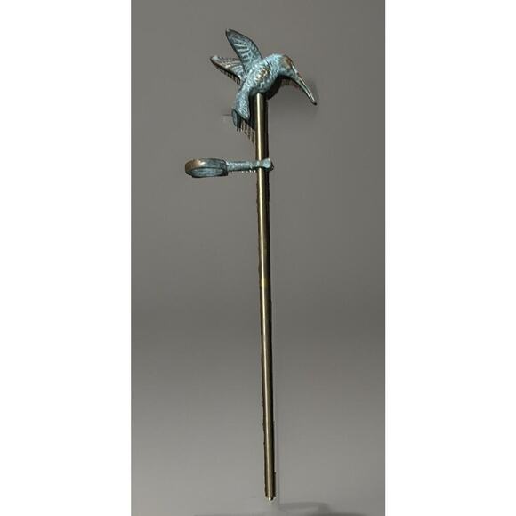 Unbranded Other - Hummingbird Yard Garden Sign Plant Stake Brass Lawn Decor Patina Metal Flower